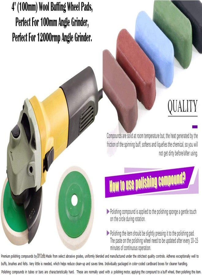 دي آي واي كرافتس مجموعة أدوات يدوية الصنع: 10 وسادات من اللباد + قرص تلميع من الصوف الأخضر من ديالوكس، طقم أقراص تلميع لجلادشة الزاوية، يتضمن مركبات تلميع وقطع لتلميع الفولاذ المقاوم للصدأ (10 وسادات من اللباد + ديالوكس). - Image 4